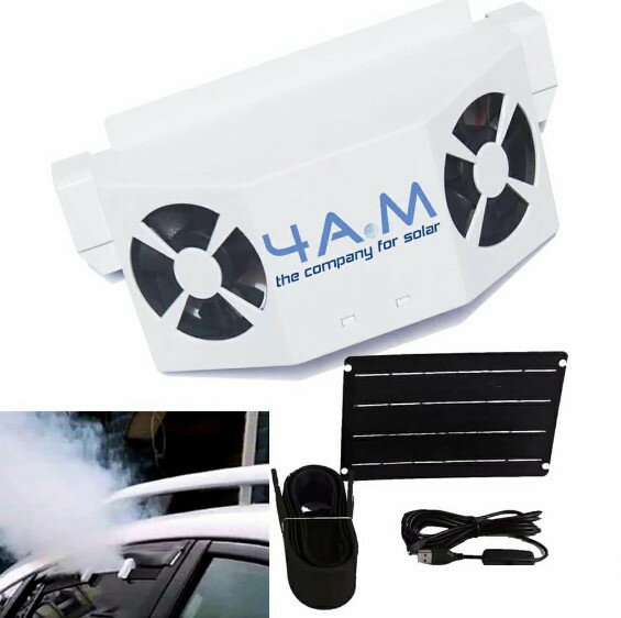 車の排気ファン 車のソーラーファン USB充電式のサポート 換気ファン 冷却空気 ソーラーパネルとファン..
