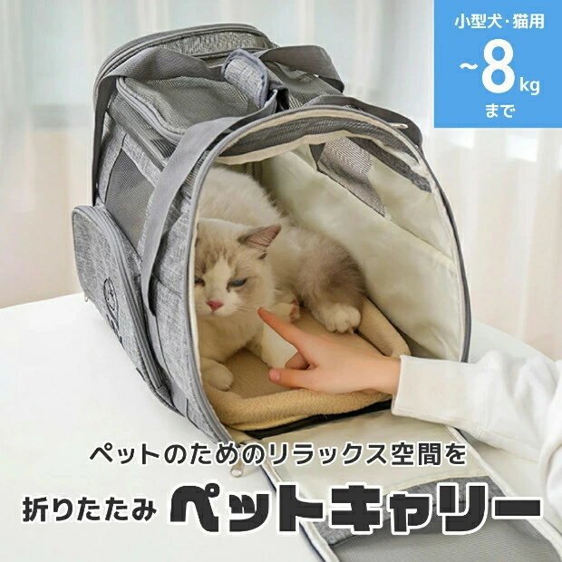 樂天商城 - ペットキャリー 折りたたみ バッグ 2way ショルダー 猫バック バックグレー ブラウン ブラック ブルー ピンク猫 犬小型犬 軽量 折り畳み ペットキャリーバッグ 斜めがけ