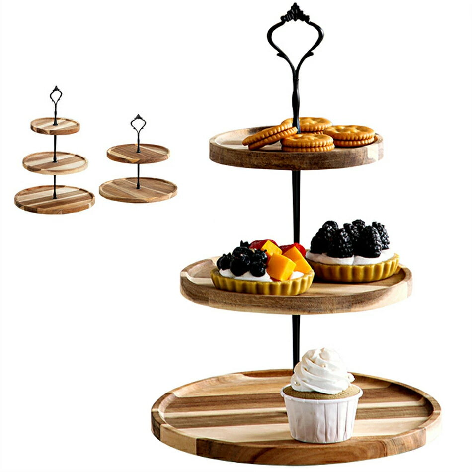 木製デザート テーブル装飾トレイ ケーキデザートスタンドケーキスタンド アフタヌーンティー ティースタンドお菓子入れ フルーツパーティ用 結婚式 誕生日2段 3段