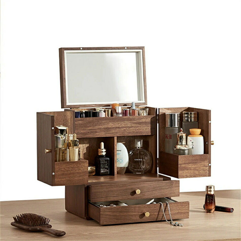 メイクボックス コスメボックス コスメ 化粧品 メイク道具 収納くるみの木 化粧品収納ケース 木製 高級..