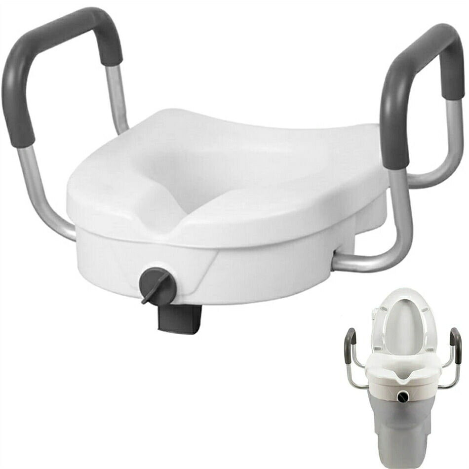 補高便座 介護便座 上げられた便座手すり付き ひざの圧力を軽減 簡単取付 工具不要 手術回復患者/妊婦/..