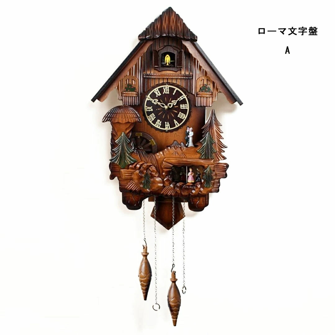 乐天商城 - 鳩時計 刻まれた鳩時計 掛け時計 壁掛け 純木 リビングルームの創造的なカッコウの時計 正確、手作り、クォーツ時計のキッチンの装飾レストランカフェホテルのオフィスの装飾