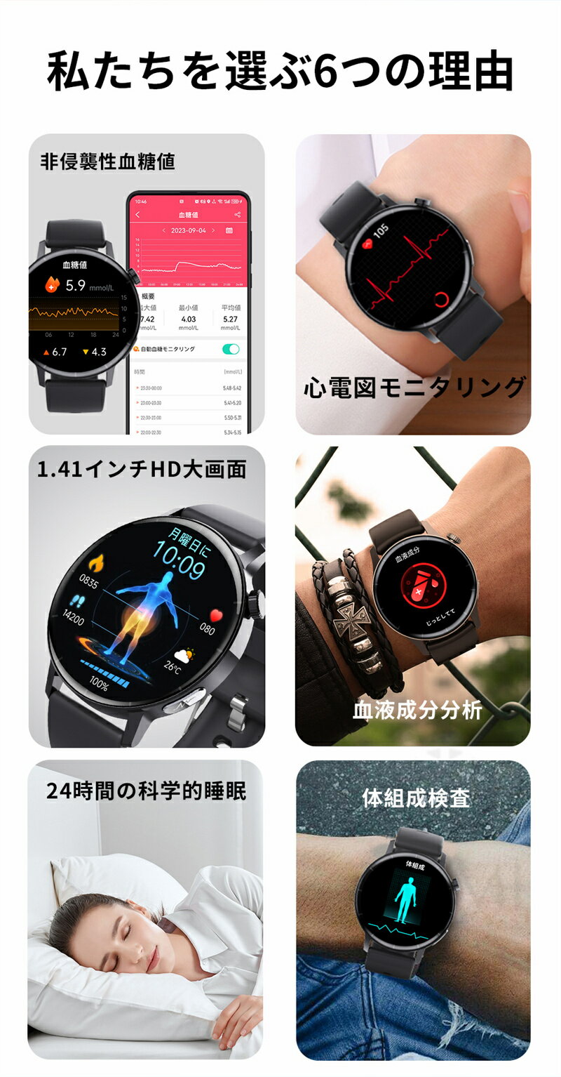 【工場直営★ 品質保証】 スマートウォッチ 血...の紹介画像3