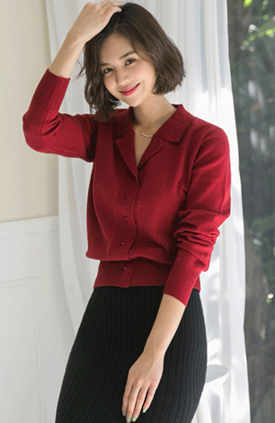襟付き ニット カーディガン ニットカーデ ニットカーディガン トップス レディース 羽織り 開襟 ブラウス風 ニット 長袖 レディース テーラード 秋カラー オフィス 通勤服 ママ スーツ セーター ぴたニット 10代 20代 30代 40代 韓国 ファッション オフィス カジュアル[spd]