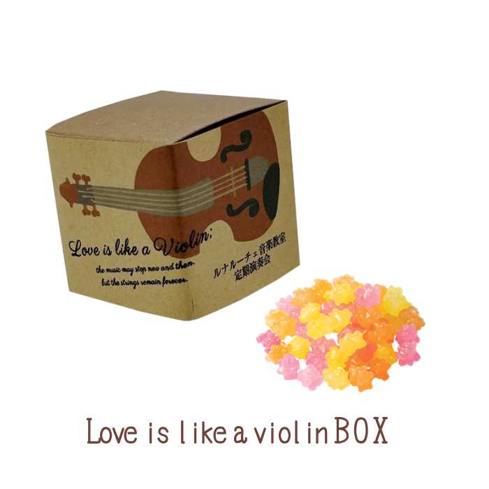 お名入れ対応プチギフト love is like a violin BOX（こんぺいとう）※10個からご注文受付※ バイオリンボックス 音楽会 演奏会 部活 記念品 ノベルティ 吹奏楽 鼓笛隊 発表会 私の心はバイオリン