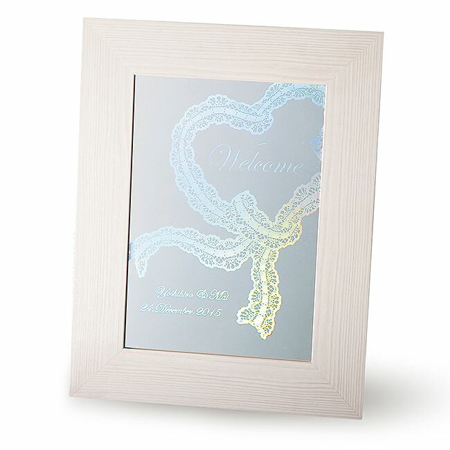 【送料無料　ウェルカムボード】ハートリボン（ミラー）【ブライダル 結婚式 インテリア】