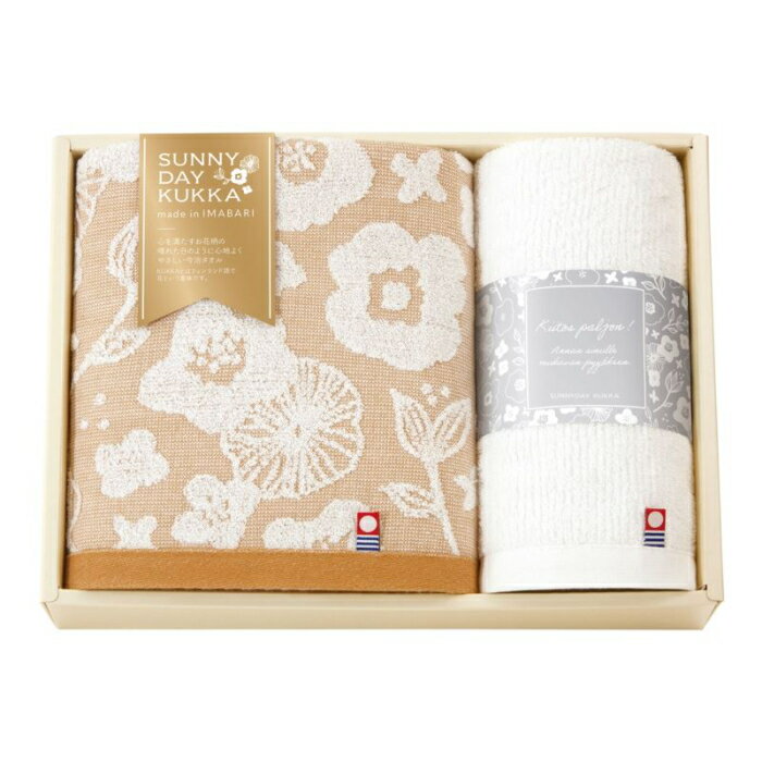 セット内容：バスタオル1枚（約60×115cm）、フェイスタオル1枚（約34×75cm） 箱サイズ：22×30×5cm