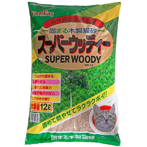 【1日限定！ポイント+10倍！】 まとめ買い ファインキャット スーパーウッディー 12L【×2セット】 (猫砂)