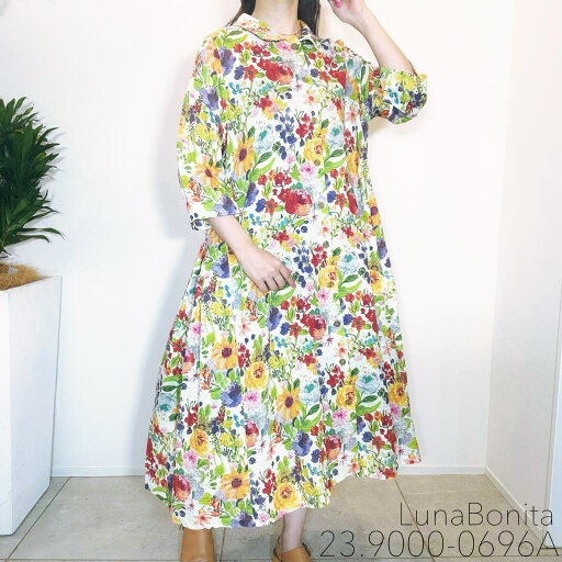 【SALE¥16,800→¥12,800】ワンピース 夏 レディース ミセス マルチカラー 七分丈 シャツワンピース 花柄 柄物 フリーサイズ ファッション 大人 【SALE¥16,800→¥12,800】ワンピース 夏 レディース ミセス マルチカラー 七分丈 シャツワンピース 花柄 柄物 フリーサイズ ファッション 大人