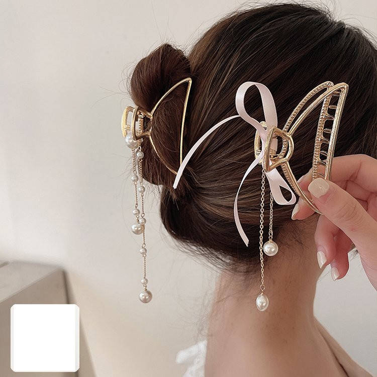 Rakuten - ヘアクリップ アクセサリー ジュエリー アクセ ヘアアクセサリー ヘアアクセ ヘアアレンジ ヘアクリップ チェーン パール リボン パーティー ゴールド