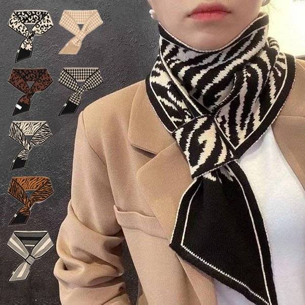 マフラー スカーフ 千鳥格子 アニマル柄 レオパード ゼブラ ストール 細い おしゃれ