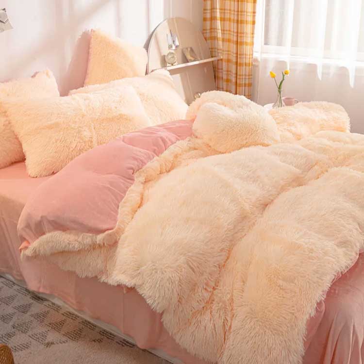 毛足の長いシャギー 寝具カバー あったか 布団セット 3点セット シングル もこもこ 肌に優しい セット ふとんカバー 掛け布団カバー ふわふわ 枕カバー 姫系 フリース 暖かい おしゃれ 可愛い 厚手 フラットシーツ 送料無料 lunamart-10001195 Luna mart サンプル画像3