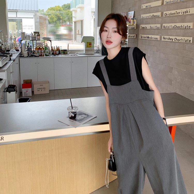 サロペットパンツ オーバーオール ワイドパンツ レディース オールインワン フロントタック 体型カバー 着やせ 春 夏 バルーンパンツ サルエル ゆったり 送料無料 薄手 ボリュームパンツ タック オールインワン サロペット