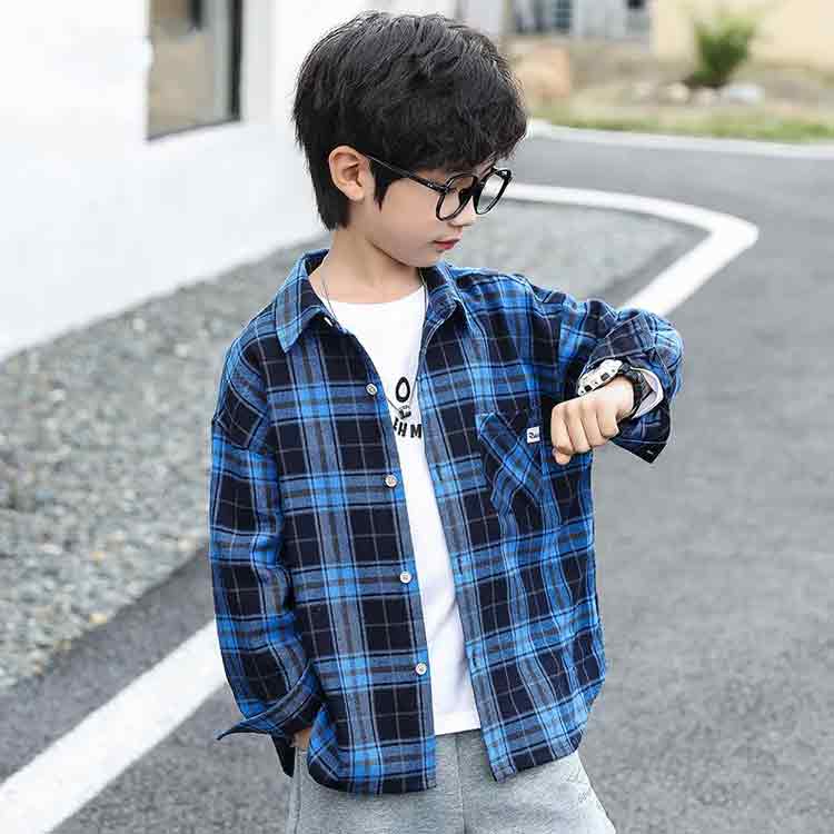 子供シャツ 男の子 チェックシャツ 柄 トップス キッズ 子供服 シャツ ブラウス 長袖 ジュニア 春 秋 120－170cm 通学 チェック柄 送料無料