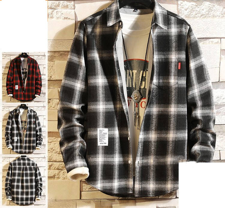 Rakuten - 冬服 ネルシャツ チェックシャツ チェック柄 裏ボア 裏起毛 カジュアルシャツ 長袖 厚手 カジュアルシャツ 防寒