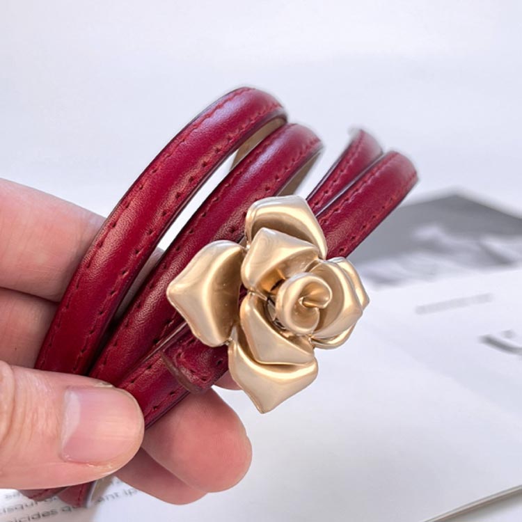 ウエストマーク 花柄 レディース 本革 軽量 ベルト スカート用 フラワー ベルト バックル ジーンズ ドレス 細 本革 細ベルト レザー ゴールド アジャスター サイズ調整可能 ビットベルト 牛革 カジュアル フォーマル オフィス エレガント きれいめ 上品