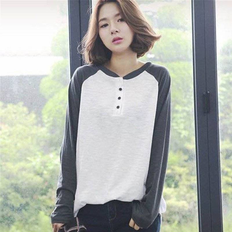Rakuten - カットソー 長袖 レディース トップス Tシャツ クルーネック ボタン 白 数字 カジュアル 定番 シンプル おしゃれ お出かけ ルームウェア 部屋着