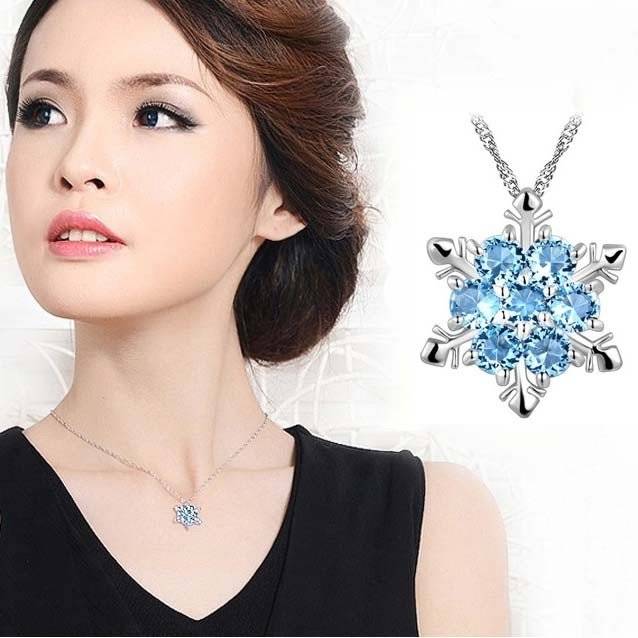 乐天商城 - ネックレス ニッケルフリー 大人気 雪の結晶 アクアマリン シルバー ネックレス アクセサリー ジュエリー 上品 大人 可愛い