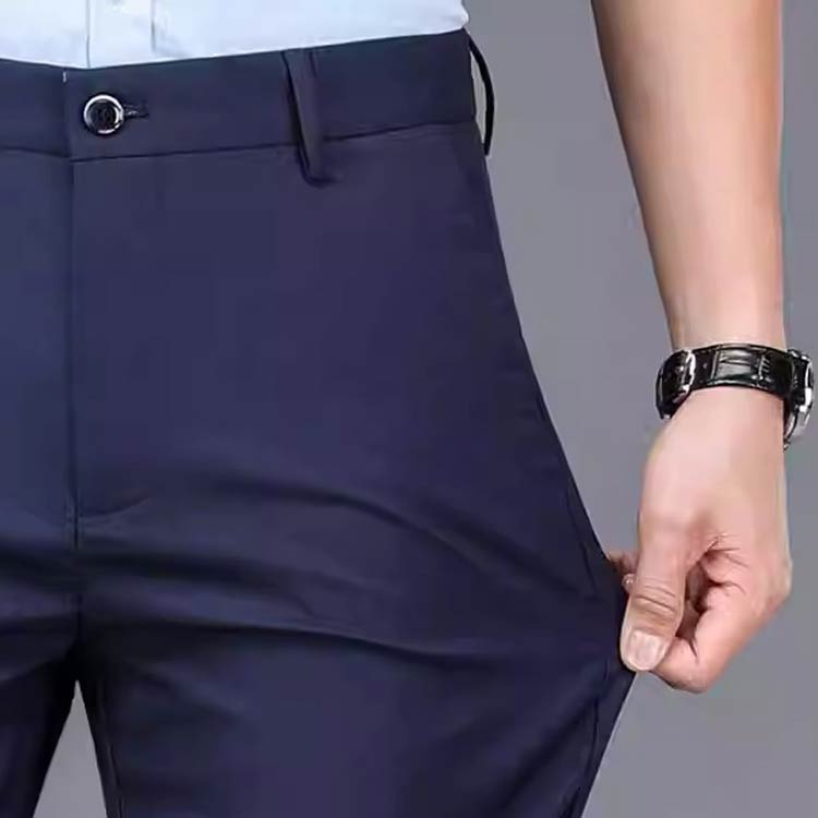 スーツパンツ ストレート スラックス ボトムス メンズ アイスシルクパンツ ロングパンツ ストレッチ ノータック ビジネス 薄手 通気性 速乾 大きいサイズ ウォッシャブル スリム 夏服 長ズボン 通勤 接触冷感 lunamart-10005500 Luna mart サンプル画像2