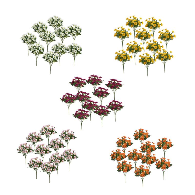 造花 10束 テーブル 屋外用 ポーチ 再利用可能 フラワー 花瓶用 オーナメント バルコニー シルクフラワ..