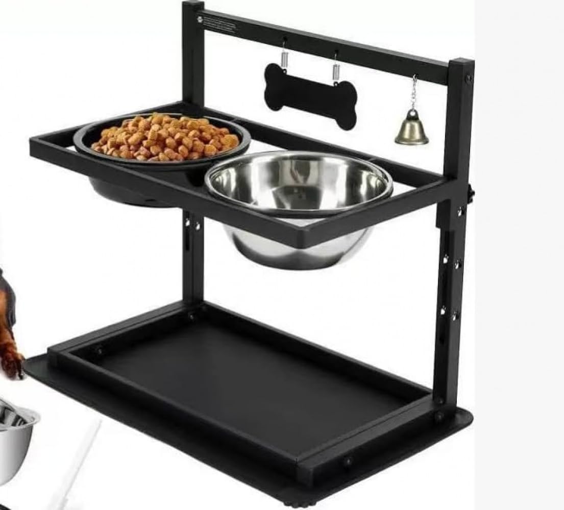 段階高さ調節 お手入れ簡単 4 大中小犬猫対応 2 防翻倒ペットフィーダー? 取り外し簡単 個ステンレスフィーディングボウル 犬猫用食器台 スタンド付き