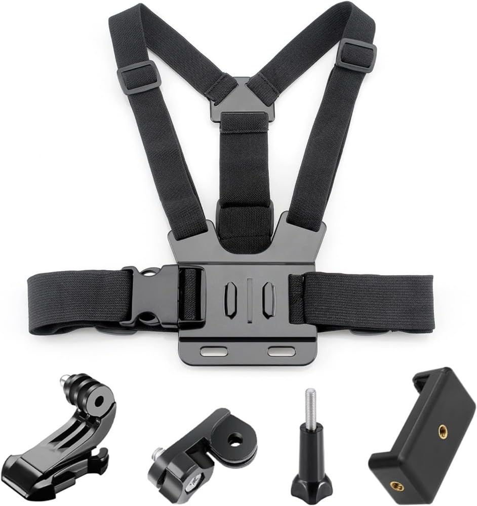 - スマホチェストマウント、用の調整可能なチェストストラップホルダー、アクションカメラ撮影または写真のためのユニバーサルセルフォンクリップチェストベストマウントハーネスストラップマウント