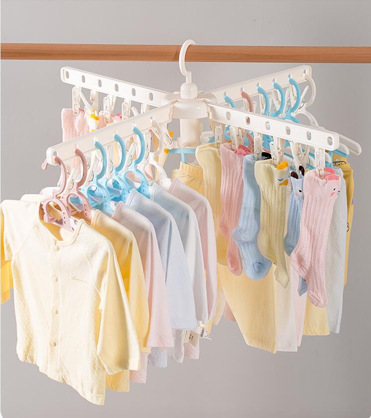 ベビー赤ちゃん用洗濯ハンガー十字形大人用折り畳み ピンチハンガー 収納便利 室内屋外用 多機能 空間..
