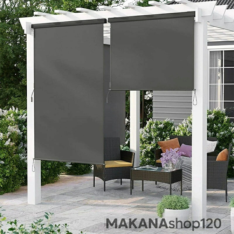 Rakuten - 「スーパーセール期間中　10倍ポイントGET」【2025新登場】ロールスクリーン 屋外シェード 日よけ 幅100/150/200/250/300cm 高さ180/250cm 耐水 遮熱 UVカット 取付簡単 ベランダ用、ベランダ、裏庭、ポーチ、パビリオン簡単設置 突っ張り雨よけ紫外線 UV カット
