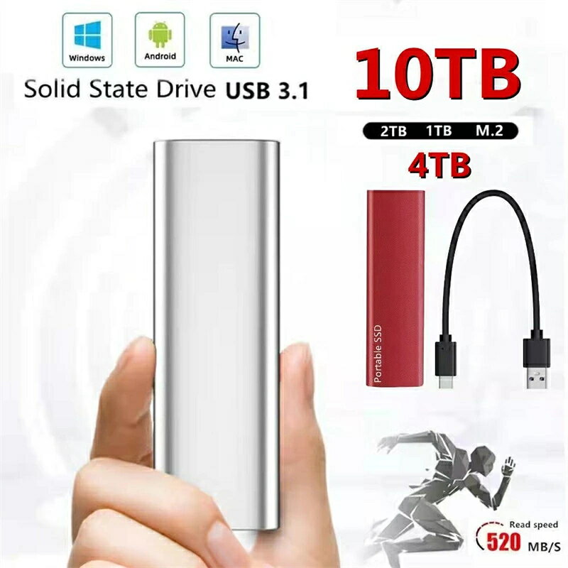 乐天商城 - 【三年保証】【楽天スーパーSALE！一週間限定10％OFF！】ポータブルSSD 外付けSSD 外付けハードディスク 500GB 1TB 2TB 4TB 超薄型ポータブル ハードディスク 静音 コンパクト 小型 高速転送