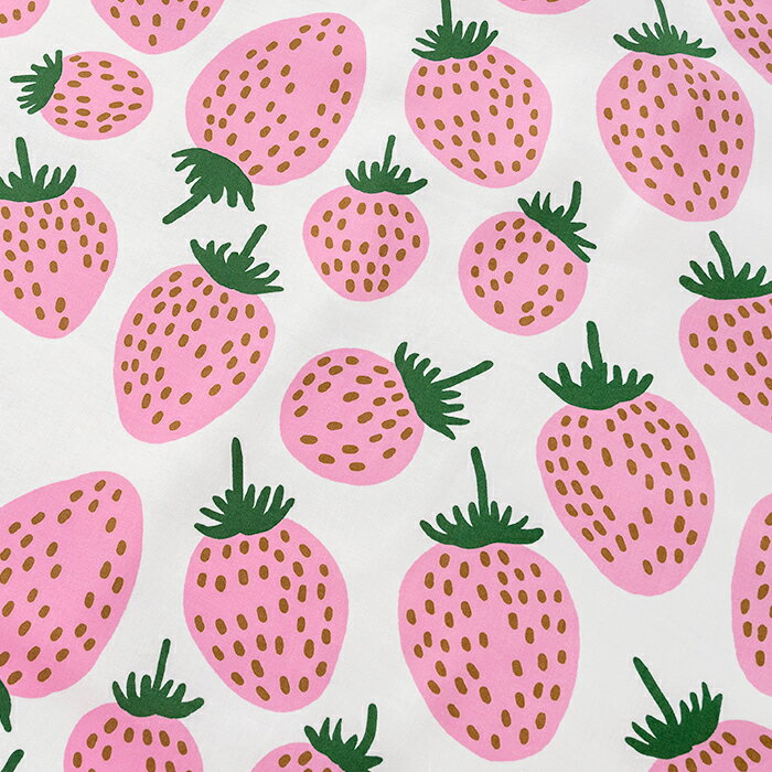 数量限定 北欧生地 marimekko マリメッコPIENI MANSIKKA ピエニ マンシッカ ホワイト×ピンク 10cm単位 はかり売り いちご柄のサムネイル