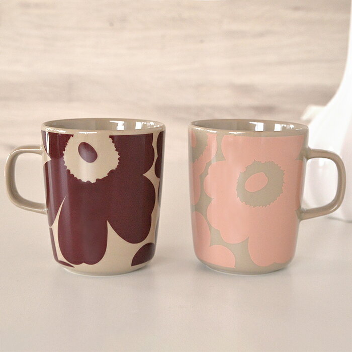 ボックス入り!marimekko マリメッコ ペアマグカップ UNIKKO ウニッコセット 250ml 2個入り テラ×ワインレッド×パウダー北欧雑貨 北欧 おしゃれ かわいい プレゼント 新築祝い 結婚祝い クリスマス