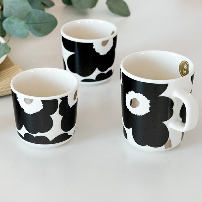 marimekko マリメッコ OIVA UNIKKO ウニッコ ホワイト×コールブラック×シルバー [マグカップ・ラテマグ・ラテマグ2個セット箱入り]の全3種からお選びください