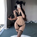 SENMHS マイクロ ビキニ コスプレ 下着 勝負下着 ランジェリー ブラ ショーツ セクシー シースルー コスチューム ミニブラ ドール用 セパレート インナー おしゃれ ブラック
