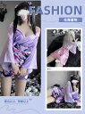 SENMHSセクシー コスプレ花魁 和服 着物 和風 和装 可愛い ランジェリー コスチューム ベビドール 前開き ボディコン パジャマ 寝間着 ナイトウェア ガウン リボンベルト Tバック 3点セット