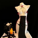 【即納】 SENMHS セクシー チャイナ コスプレ(トップス+ドレス+Tバック+手袋+ストッング+チエ一ンネックレ)6点セット えろい 可愛い 中華 チャイナ風 チャイナ服 スリップ シースルー チャイナドレス ロング 仮装ハロウィン レディース フリーサイズ
