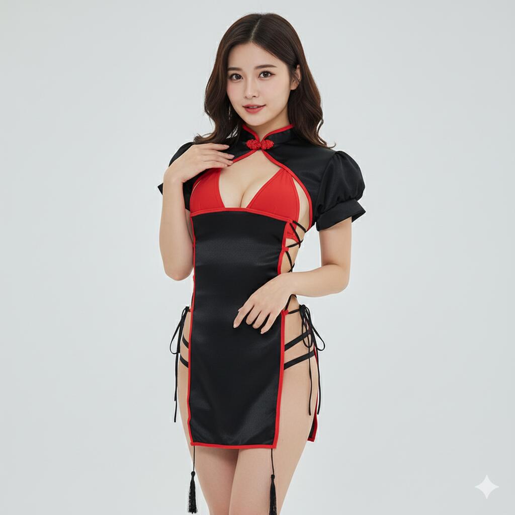 【楽天スーパーSALE半額】SENMHS セクシー チャイナ チャイナ服 中国 中華 チャイナドレス チャイナ風 えろいスリップコスプレ コスチューム 可愛い ボディコン 衣装 仮装 ハロウィン ブラック