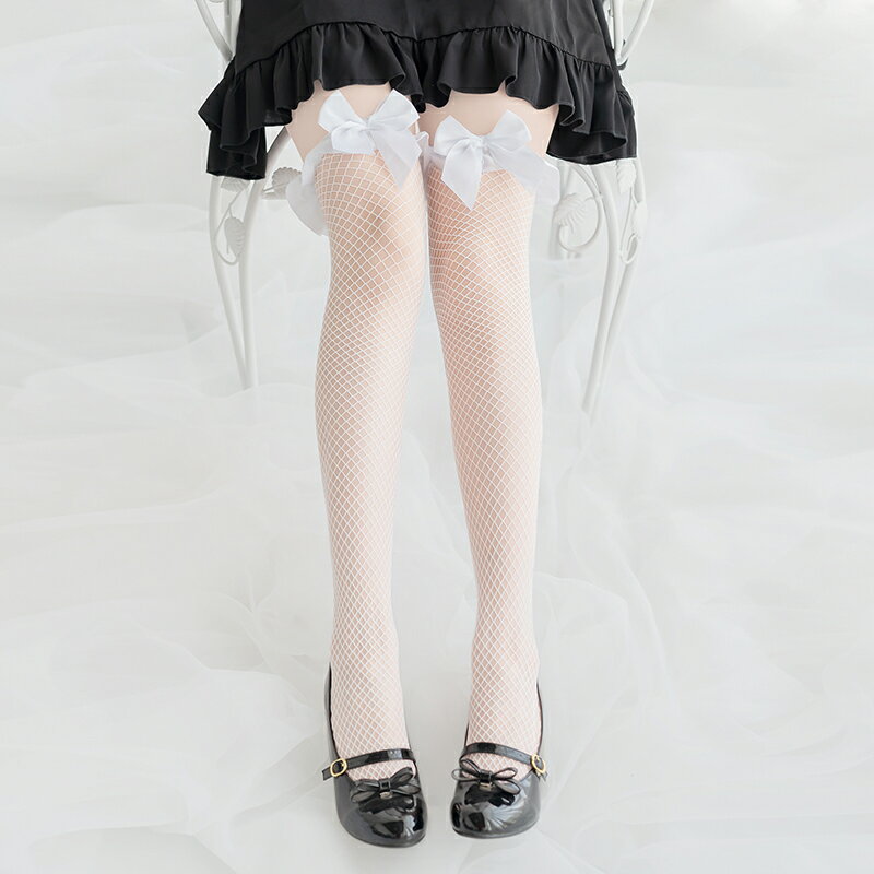 SENMHS白 ニーハイストッキング 網 コスチューム コスプレ ロリ系 コスチューム用小物 レディース バーニーソックス かわいい 美脚 1足セット ハイソッ...
