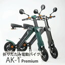 折りたたみ 電動バイク AK-1 PREMIUM EV 電動スクーター 公道走行 原付 自動車 スクーター LEDライト 家庭電源 バッテリー リチウムイオン ...