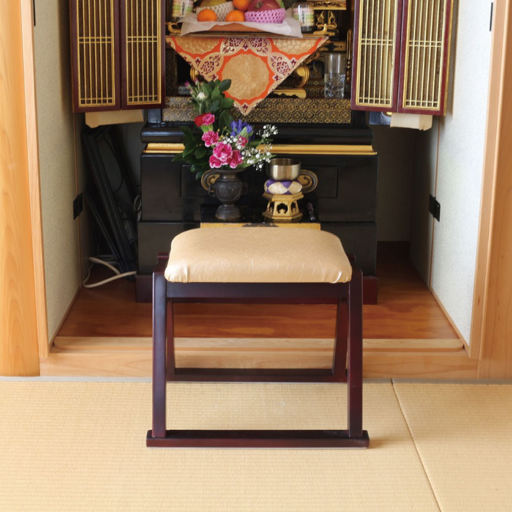 OSMAC スタッキングできる仏壇前椅子 ブラウン SDCH-4334GL 天然パイン材 軽量 オスマック