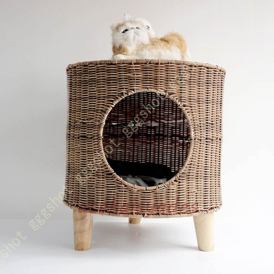猫ハウス 冬 猫用ベッド 猫 ドーム型 ベッド ペットベット ベッド 犬小屋 可愛い 柔らか 人工ラタン 編..