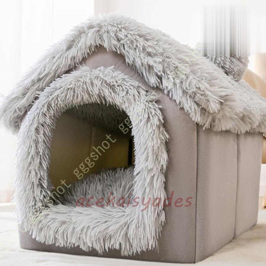 猫用ハウス 猫 ベッド 冬 ドーム型 ペットベッド 犬用ベッド 洗える 綿 通年 保温防寒 犬 猫 暖かい 滑..