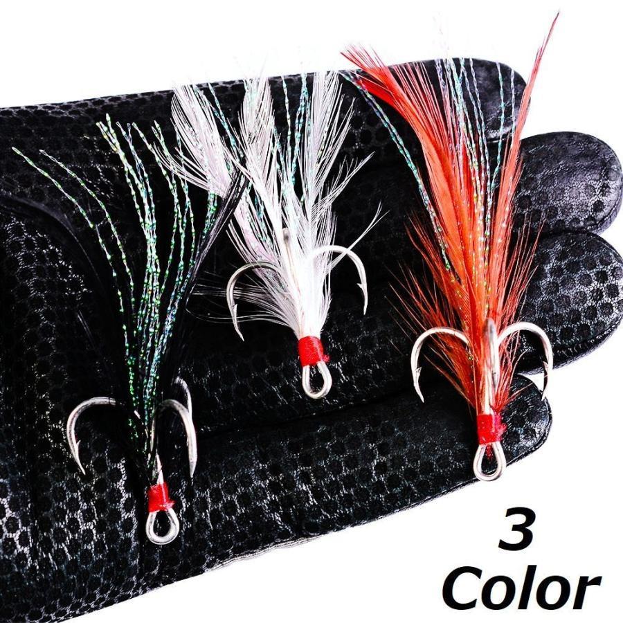 3色から選べる、トリプルフックのラバージグです。10個で1セットとなっています。初心者からベテランまでおすすめの釣り用品です。【サイズについて】画像をご参照ください。【素材について】プラスチック