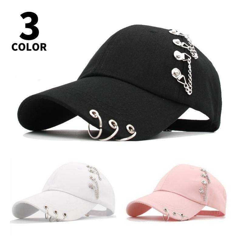 キャップ レディース 帽子 野球帽 無地 チェーン リング 男女兼用 メンズ 日よけ 紫外線対策 サイズ調..
