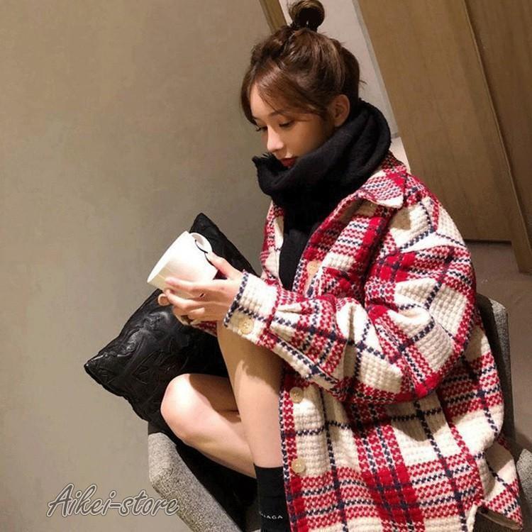 コート レディース 秋冬 ダウンジャケット ミディアム丈コート カジュアルウエア ブラウス コート 厚手 暖かい チェック 着痩せ アウター 学院風 可愛い(4)