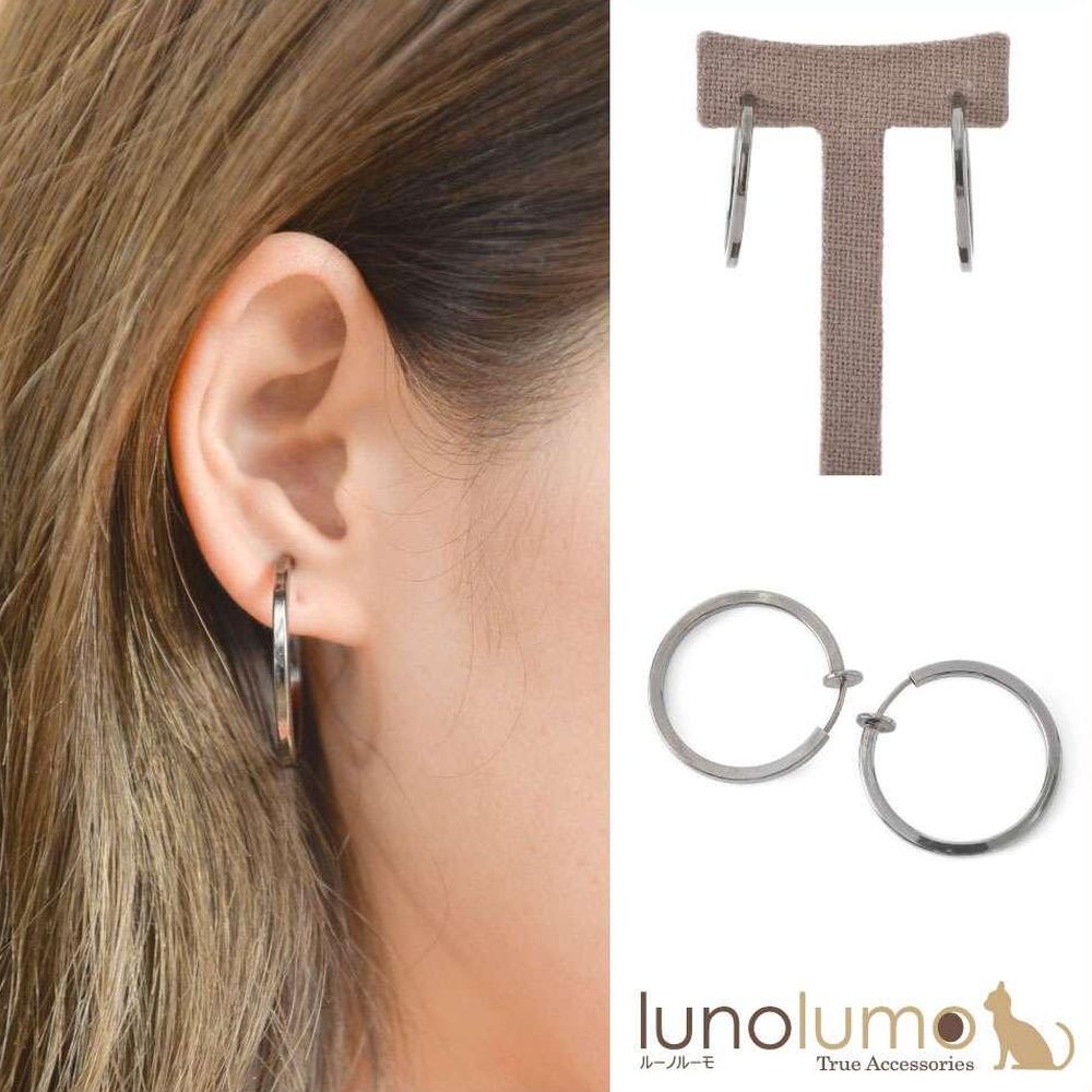 【メール便送料無料】SALE フープイヤリング メタル レディース 黒 ブラック パイプ イヤリング 3cm シンプル E