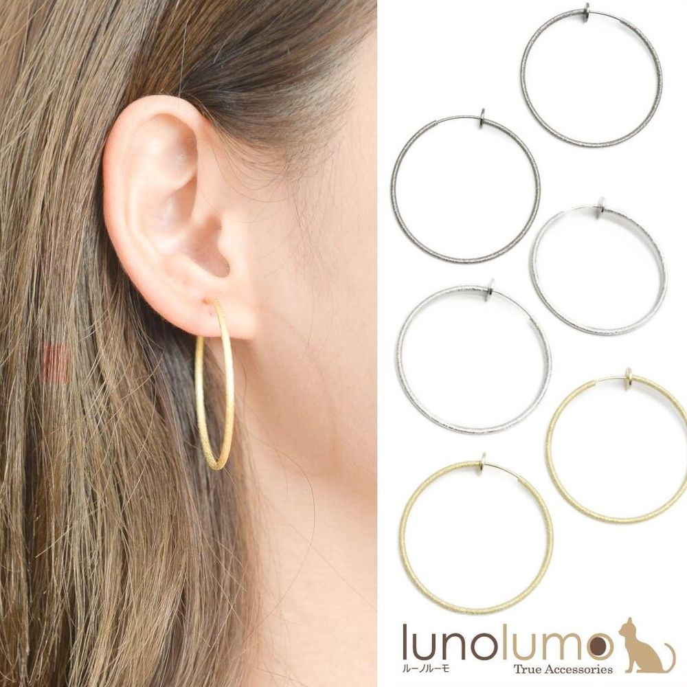 【メール便送料無料】SALE フープイヤリング メタル レディース ゴールド シルバー 黒 パイプ イヤリング 4cm キラキラ E