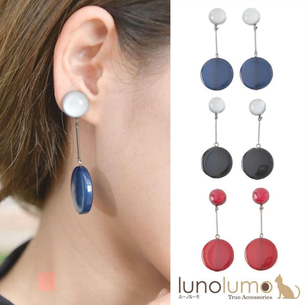 【メール便送料無料】SALE イヤリング レトロ レディース 大ぶり 流行 バイカラー ロング 大きめ 樹脂パーツ ボリューム E