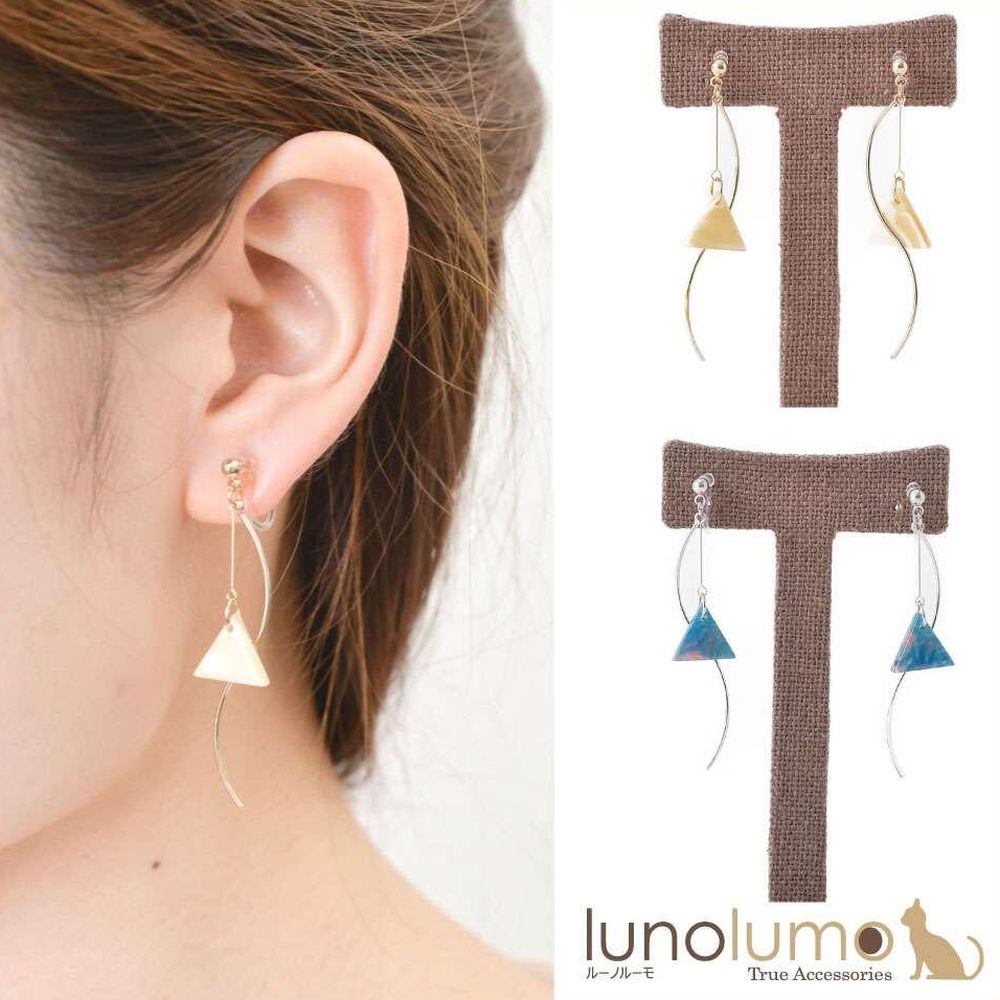 【メール便送料無料】サンカクマーブルのノンホールピアス イヤリング E