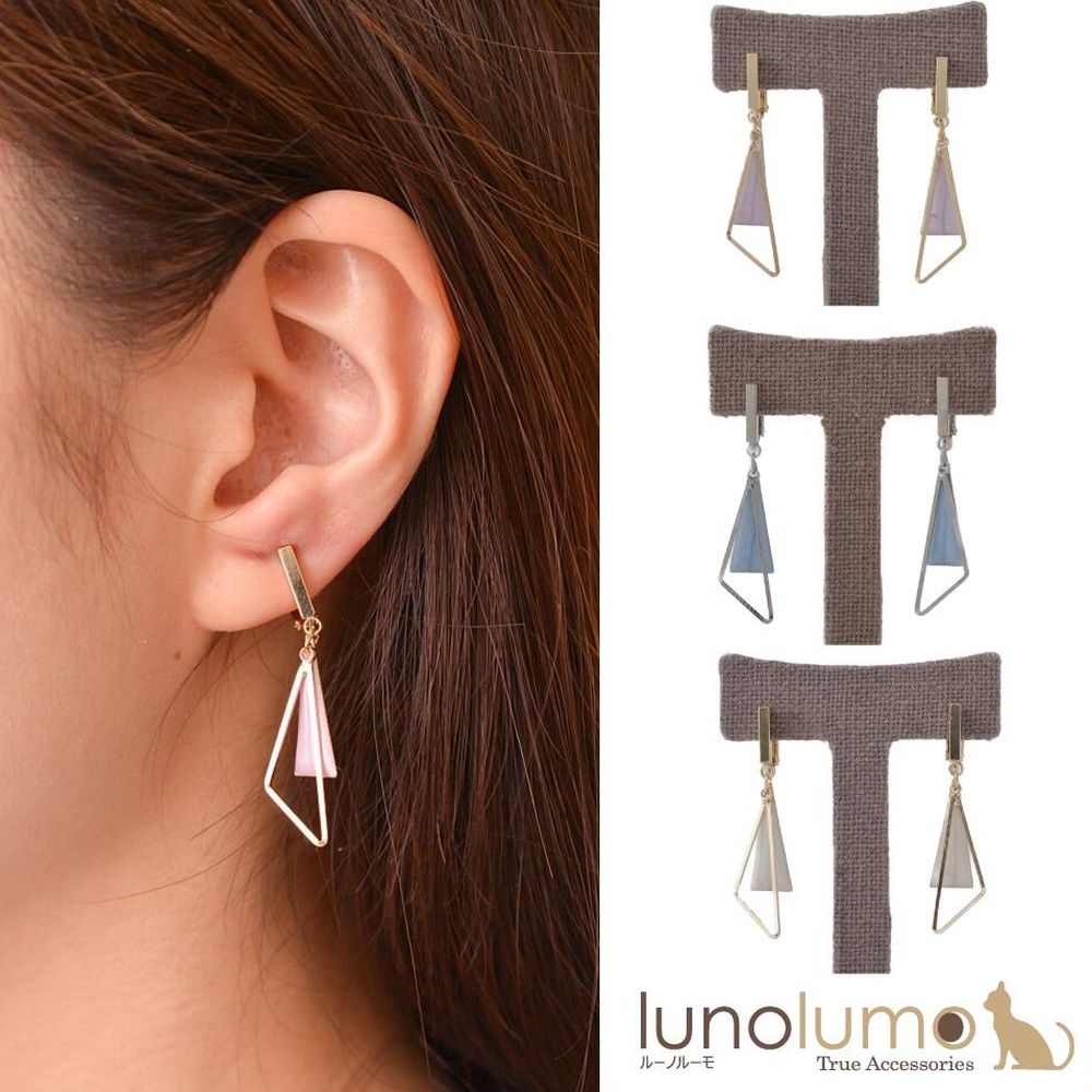 【メール便送料無料】SALE サンカクデザインのマーブルカラーイヤリング E