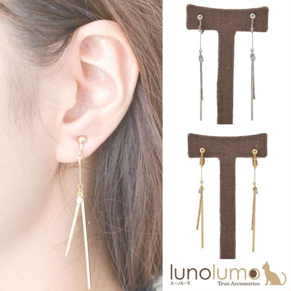 【メール便送料無料】メタルバーのドロップイヤリング E